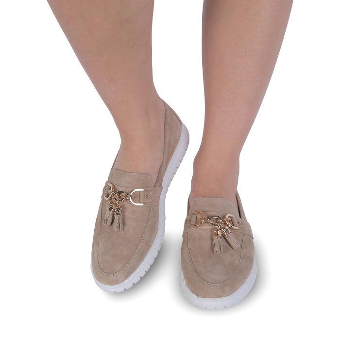 Лофери бежеві жіночі (0507-2-H3) 4S Shoes