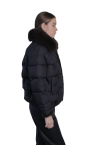 Куртка чорна з коричневим хутром жіноча (CH23020) Chanevia