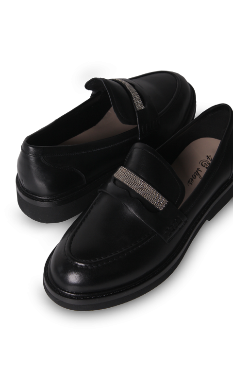 Лофери чорні жіночі (V2035-Q77-01+02) 4S Shoes Angelo Vani