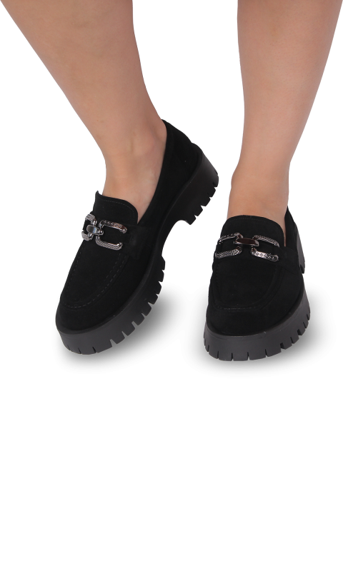 Лофери чорні жіночі (PF1375-85057-3) 4S Shoes Mossani