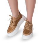 Снікерси карамель жіночі (2207-C23D) 4S Shoes Glossi